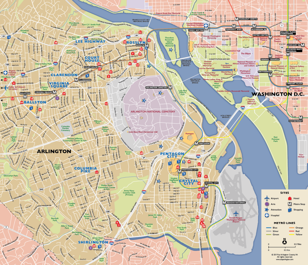 Map for the Arlington Convention and Visitors Service