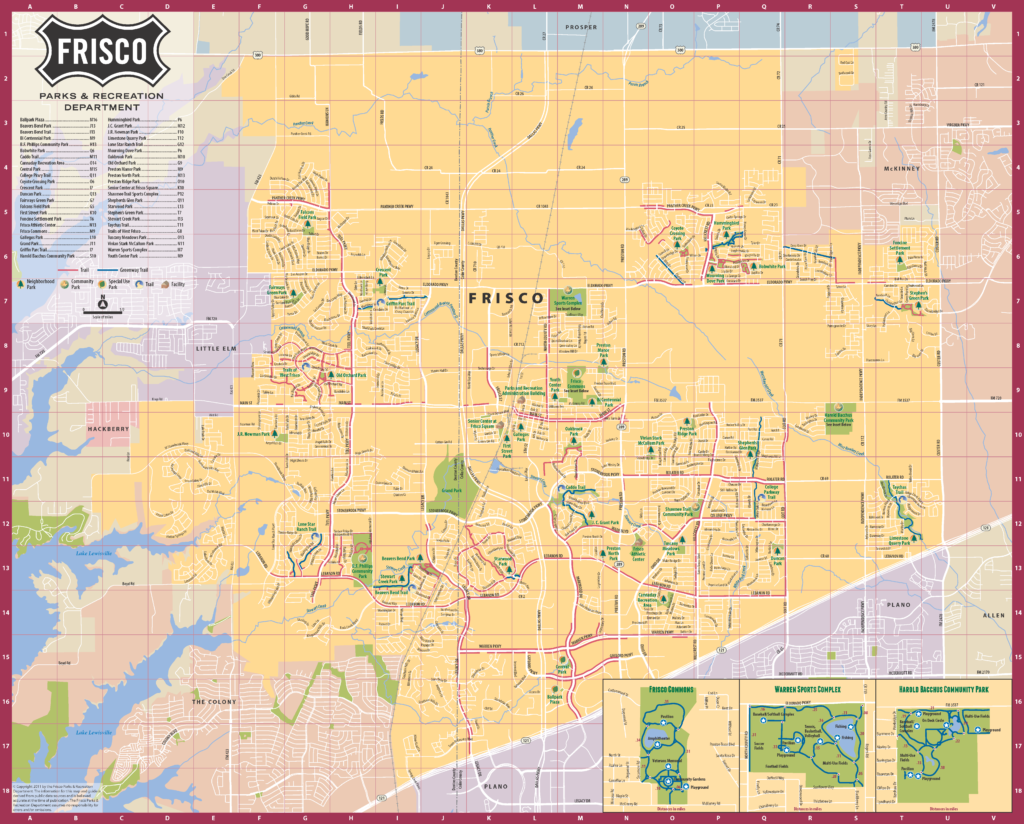 The Frisco Parks System Map.