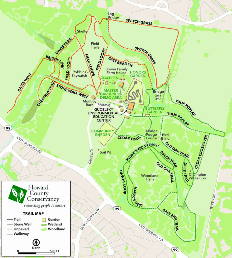 Park map for Howard County Conservancy in Maryland